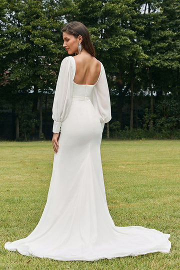 Enkel Ivory Mermaid ryggløs Boho brudekjole